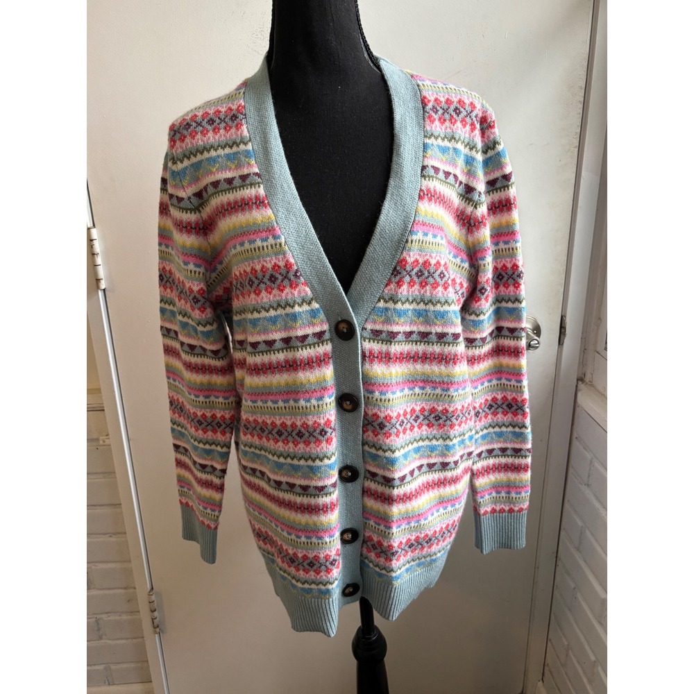 Boden Quinn Boyfriend Fair Isle Alpaca Wool Cardigan Medium cabincore grandpa - Picture 2 of 11